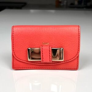 Chloé Coral Leather Card Holder